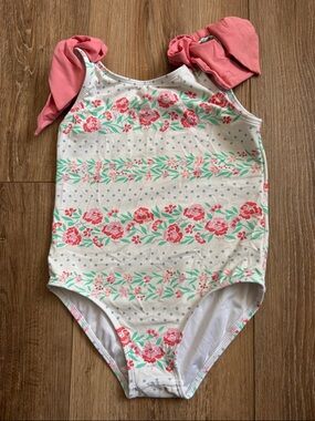 The Beaufort Bonnet Company Girls Floral One-Piece Swimsuit - Pink, White, Mint